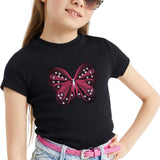 Vlinder Strijk Embleem L Patch op een zwart t-shirtje