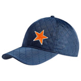 Ster Paillette Oranje Glitter Strijk Embleem Patch op een blauwe cap
