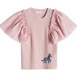 Zebra Paardje Strijk Embleem Patch op een roze t-shirtje