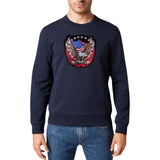 Zeearend Eagle USA XL Strijk Embleem Patch op een blauwe sweater