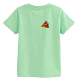 Pizza Punt Strijk Embleem Patch op een groen t-shirtje