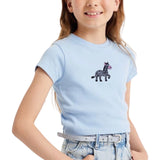 Zebra Paardje Strijk Embleem Patch op een lichtblauw t-shirtje