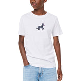Zebra Paardje Strijk Embleem Patch op een wit t-shirt