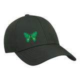 Vlinder Groen Strijk Applicatie Embleem Patch op een donker groene cap