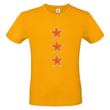 Sterren Paillette Glitter Strijk Embleem Patch Set op een oranje t-shirtje