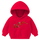 Bloesem Bloemen Tak Strijk Embleem Rood op een kleine rode hoodie
