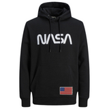 Vlag USA Amerika Stars And Stripes Strijk Embleem Patch op een zwarte hoodie met NASA tekst