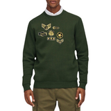 Army Green And Gold Strijk Patch Set Camouflage op een een Grone sweater