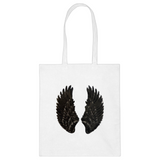 Vleugel Paillette L Strijk Applicatie Patch Set Zwart op een wit linnen tas