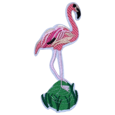 Flamingo Groene Bodem Strijk Embleem Patch