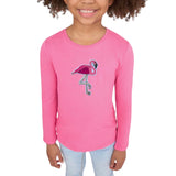 Flamingo Tropische Strijk Embleem Patch op een roze t-shirtje