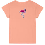 Flamingo Tropische Strijk Embleem Patch p een licht oranje t-shirtje