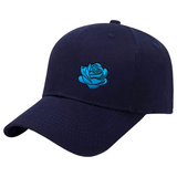 Roos Rozen Bloem Bloemen Strijk Embleem Patch Blauw op een donkerblauwe cap