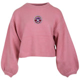 UFO UFOLOGY Tekst Strijk Embleem Patch op een roze sweater