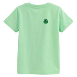 Kikker Kop Strijk Applicatie Patch op een groen t-shirtje
