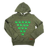 Meerdere Kikker Kop Strijk Applicatie Patches op een groene hoodie