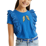Vleugel Strijk Embleem Patch Set Goud op een blauw shirtje