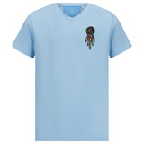 Dromenvanger Strijk Embleem Patch Pastel op een lichtblauw t-shirt