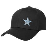 Ster Star Strijk Embleem Patch Zilver op een zwarte cap