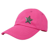 Paillette Ster Strijk Embleem Patch Zilver op een roze cap