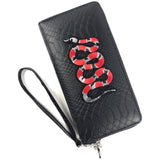 Slang Koraalslang Serpent Strijk Embleem Patch Rechts op een zwarte portemonnee 