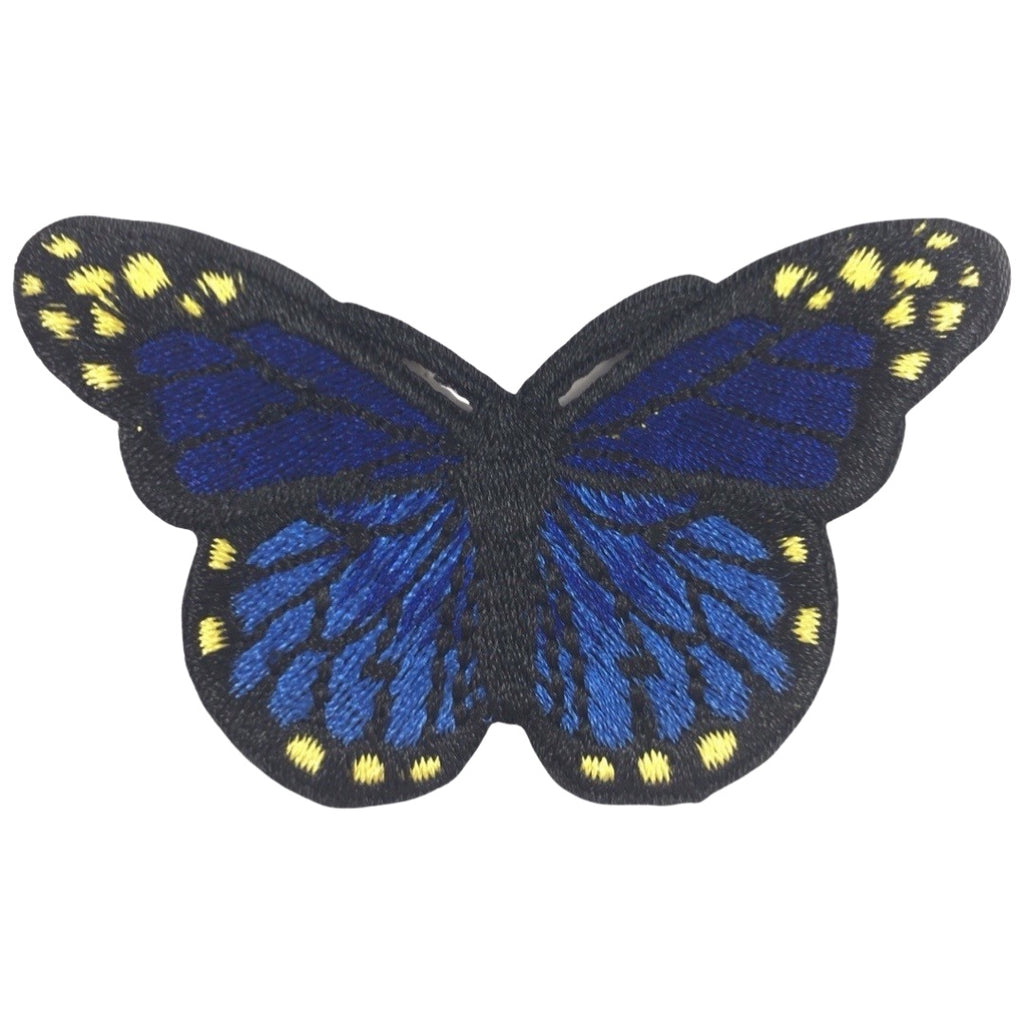 Vlinder Strijk Embleem Patch Donker Blauw Zwart