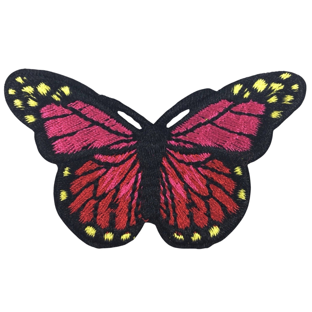 Roze Rode Zwarte Vlinder Strijk Embleem Patch
