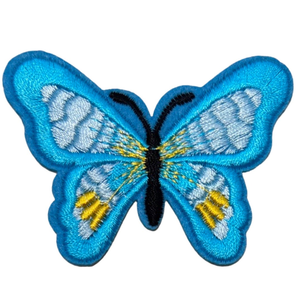Vlinder Strijk Applicatie Embleem Patch Licht Blauw