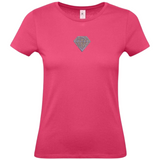 Diamant Glitter Strijk Embleem Patch Paars Lila op ren roze t-shirtje