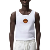 Basketbal Miami Strijk Embleem Patch op een wit hemd