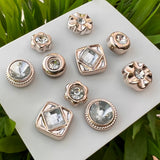 Pin Broche 10 Steek Pin Knopen Set Mixed Diamant Goud 5 x 2 Paar