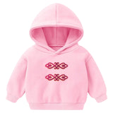 Twee maal de Tribal Paillette Roze Cosplay Sequins Strijk Embleem Patch op een kleine roze hoodie