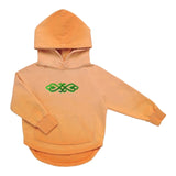 Tribal Paillette Groen Cosplay Sequins Strijk Embleem Patch op een kleine oranje hoodie