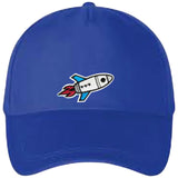 Raket Vlam Strijk Embleem Patch op een blauwe cap