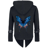 Vlinder Druppelvlinder XXL Strijk Embleem Patch op de rugzijde van een zwarte Goth jas