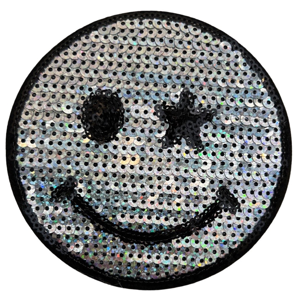 Smiley Emoji Paillette Strijk Embleem Patch