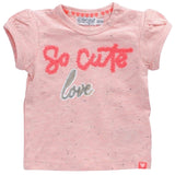 Love Paillette Tekst Strijk Embleem Patch Zilver op en licht roze baby shirtje