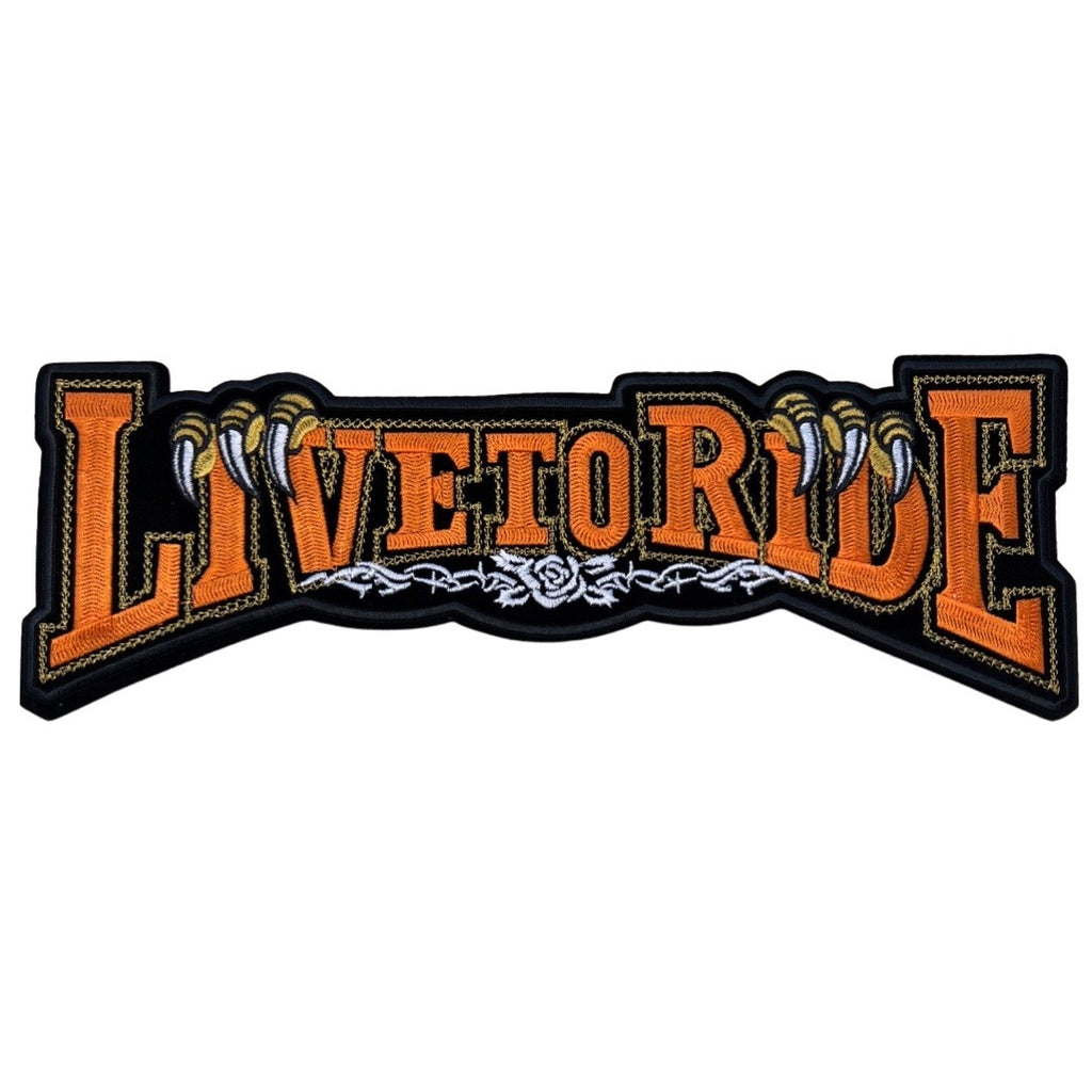 Live To Ride Tekst Biker Strijk Embleem Patch Oranje