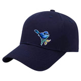 Vogel Vogeltje Tak Strijk Embleem Patch Blauw op een donkerblauwe cap