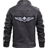 Schedel Skull Wings Strijk Embleem XXL Patch op de rugzijde van een zwart leren jas