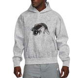 Karper Koi Vis XL Strijk Embleem Patch op een grijze hoodie