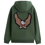 Zee Arend Adelaar Eagle Vogel XXL Strijk Embleem Patch op de rugzijde van een groene hoodie