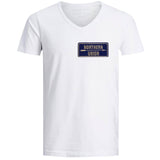 Northern Union Tekst Strijk Embleem Patch Denim op een wit t-shirtje