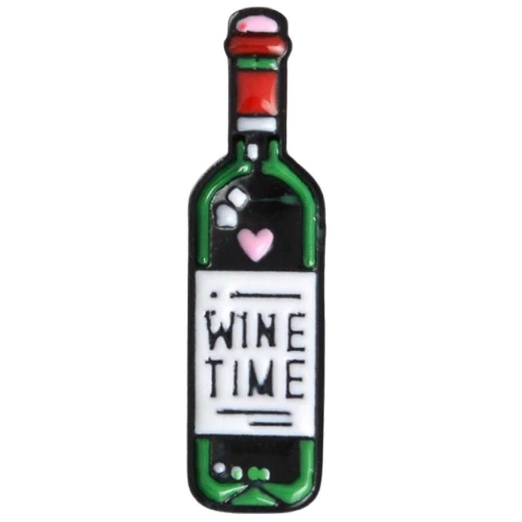 Wijn Fles Wine Time Tekst Emaille Pin