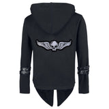 Schedel Skull Wings Strijk Embleem XXL Patch op de rugzijde van een zwarte Goth jas