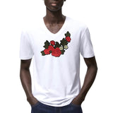 Bloemen Op Tak XL Strijk Applicatie Patch op een wit t-shirt