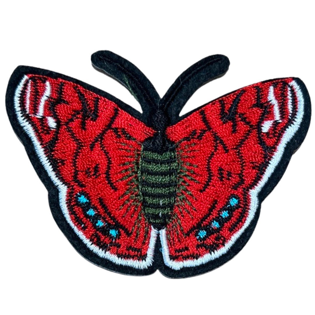 Vlinder Rood Zwart Strijk Applicatie Patch