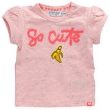 Banaan Zonnebril Strijk Embleem Patch op een klein roze baby shirtje