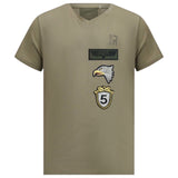 Embleem Strijk Patch Paillette Fashion op een legergroen t-shirt samen met twee andere strijk patches