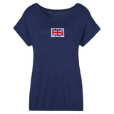 Vlag England Great Britain Strijk Embleem Patch op een blauw t-shirt